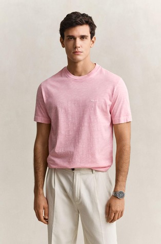 Bombažna majica s kratkimi rokavi in spranim videzom