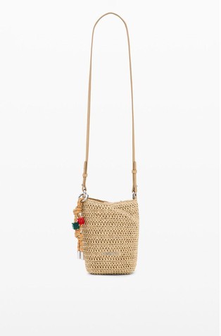 Raffia mobile holder with charms