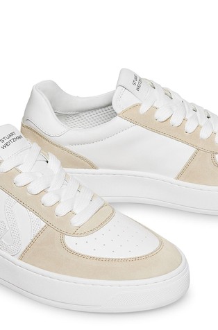 STUART WEITZMAN SW monogram usnjene superge Bela - White / Light Beige 5