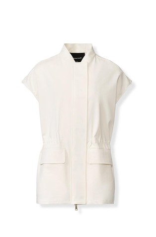 Cotton gabardine field vest with knit back