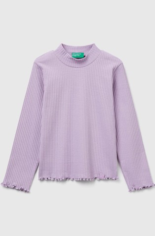 Slim fit bombažna majica z dolgimi rokavi