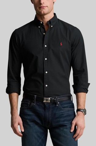 Slim fit srajca iz raztegljivega poplina