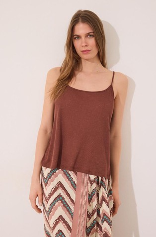 Ribbed strappy top with lurex