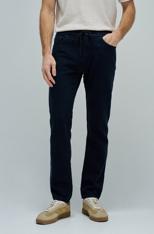 Hlače iz mešanice z lanom z zatezno vrvico