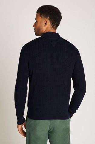 TOMMY HILFIGER Pletena jopa z vzorcem ribje kosti Modra - Dark Blue 2