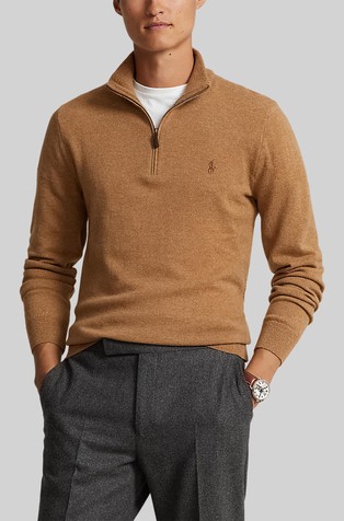 Pleten volnen pulover z delno zadrgo