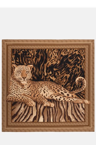 Satin scarf with animal print