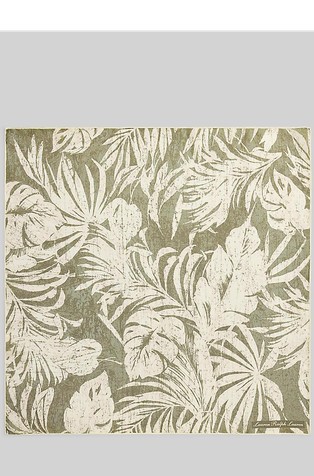 Palm-frond-print Silk Square Scarf