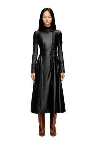 Midi obleka iz povoskane tkanine