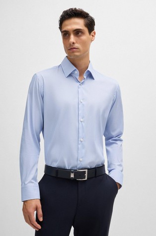 Regular-fit shirt in striped stretch fabric