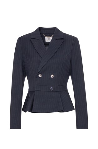 Slim fit kratek črtast suknjič