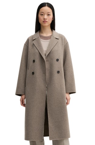 Relaxed double-breasted coat in wool-blend