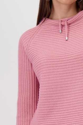 MONARI Ribbed jumper with drawstring Pink 4