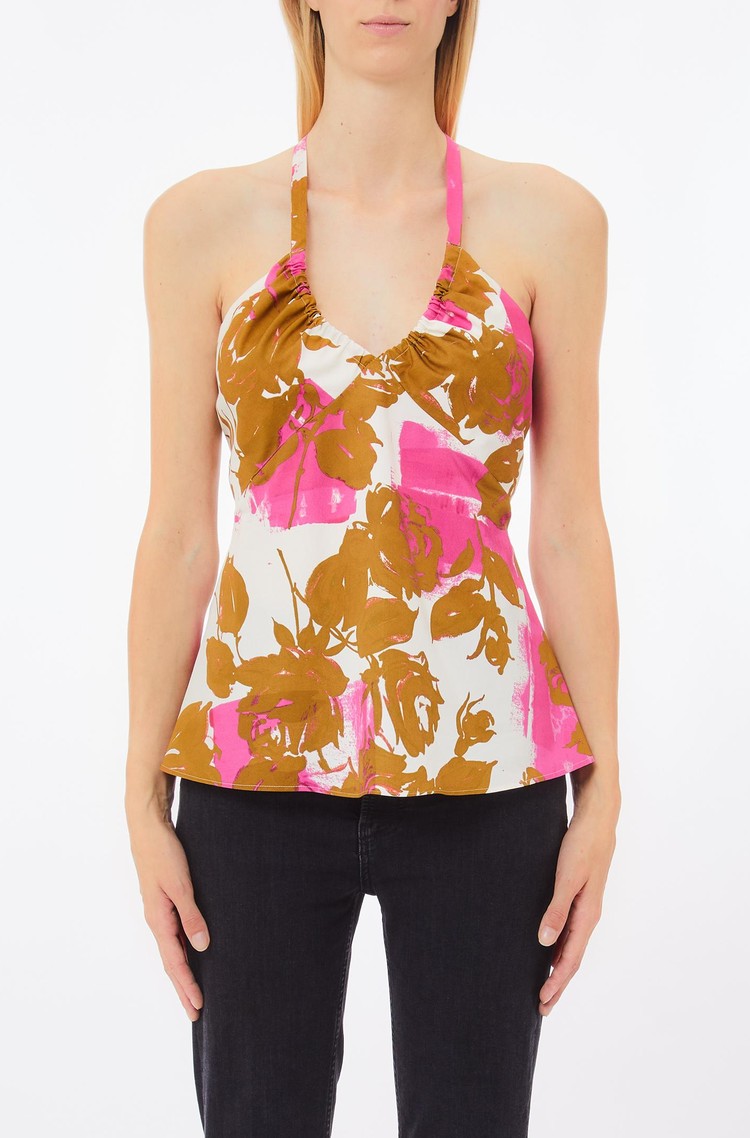 LIU JO Printed cotton poplin top Floral 