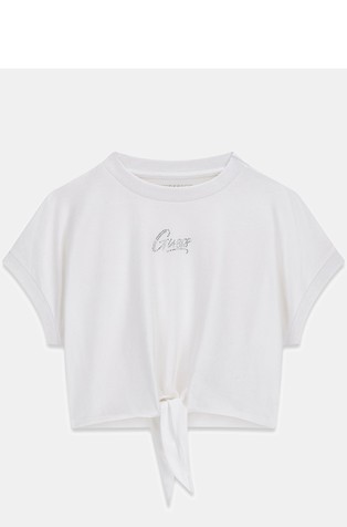 Boxy fit bombažna majica z detajlom vozla