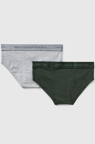 BENETTON Two briefs with logoed elastic Gray / Green 2