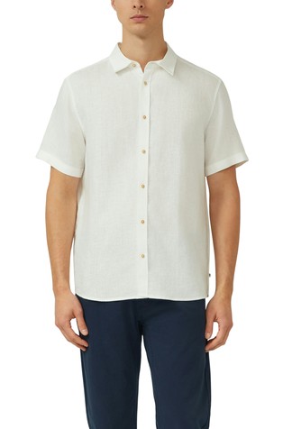 Regular fit short sleeved lightweight linen shirt