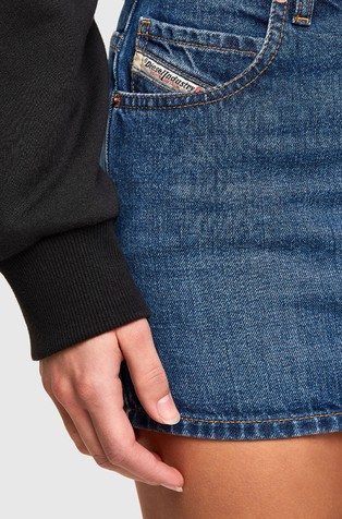 DIESEL Mini skirt in stonewashed denim Medium Blue 3