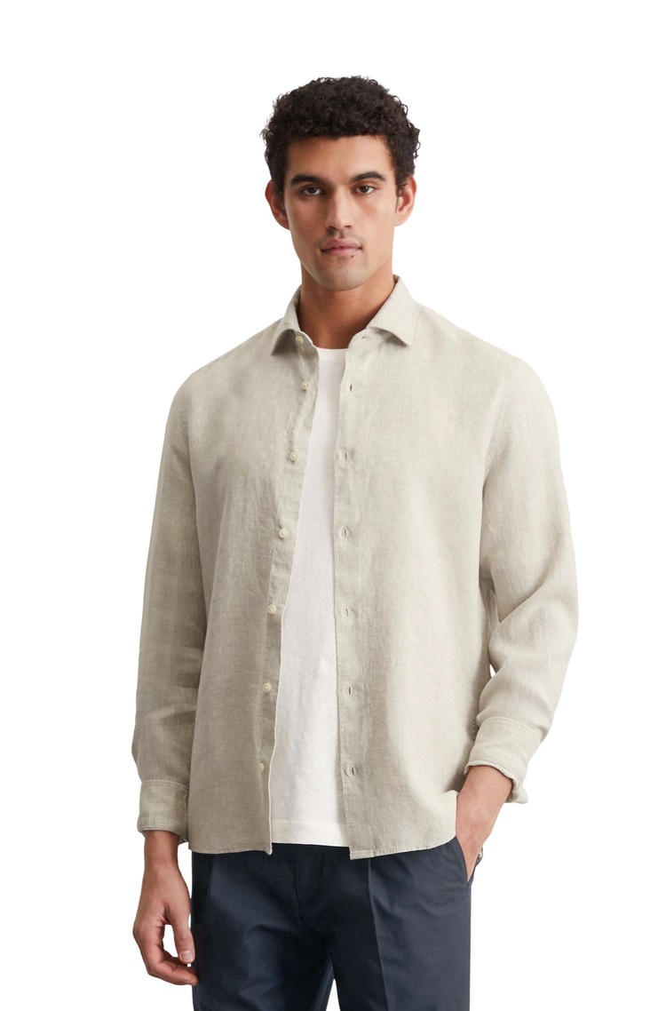 MARC O'POLO Lanena srajca z rahlo zožanim krojem Bež - Beige 