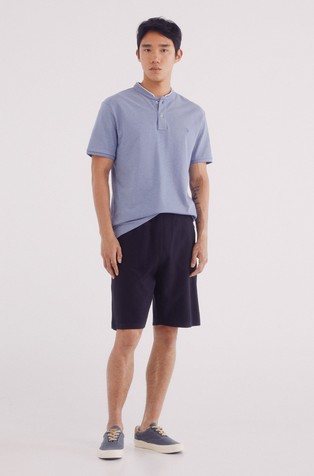 SPRINGFIELD Slim fit polo majica z mandarin ovratnikom Modra - Blue 3
