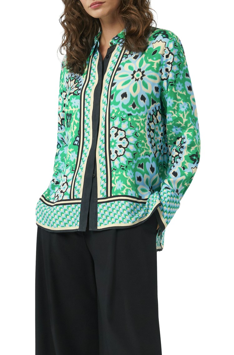 COMMA Patterned viscose blouse Green / Multi 