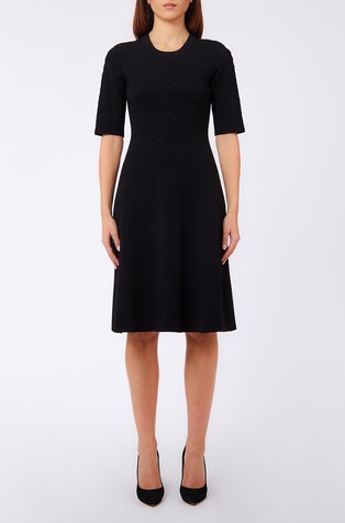 Short knit dress with decorative seams