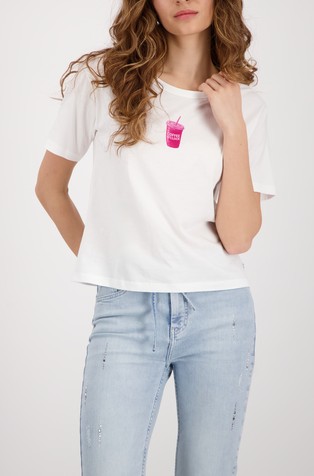 Bombažna majica s kratkimi rokavi in majhnim potiskom