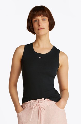Slim fit rebrasta majica brez rokavov