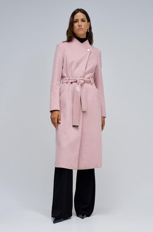 Slim fit plašč iz volnene mešanice s pasom