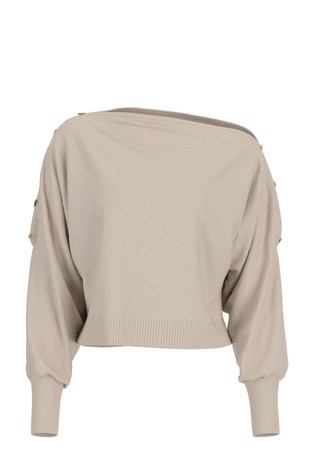 Asymmetric sweater with decorative details