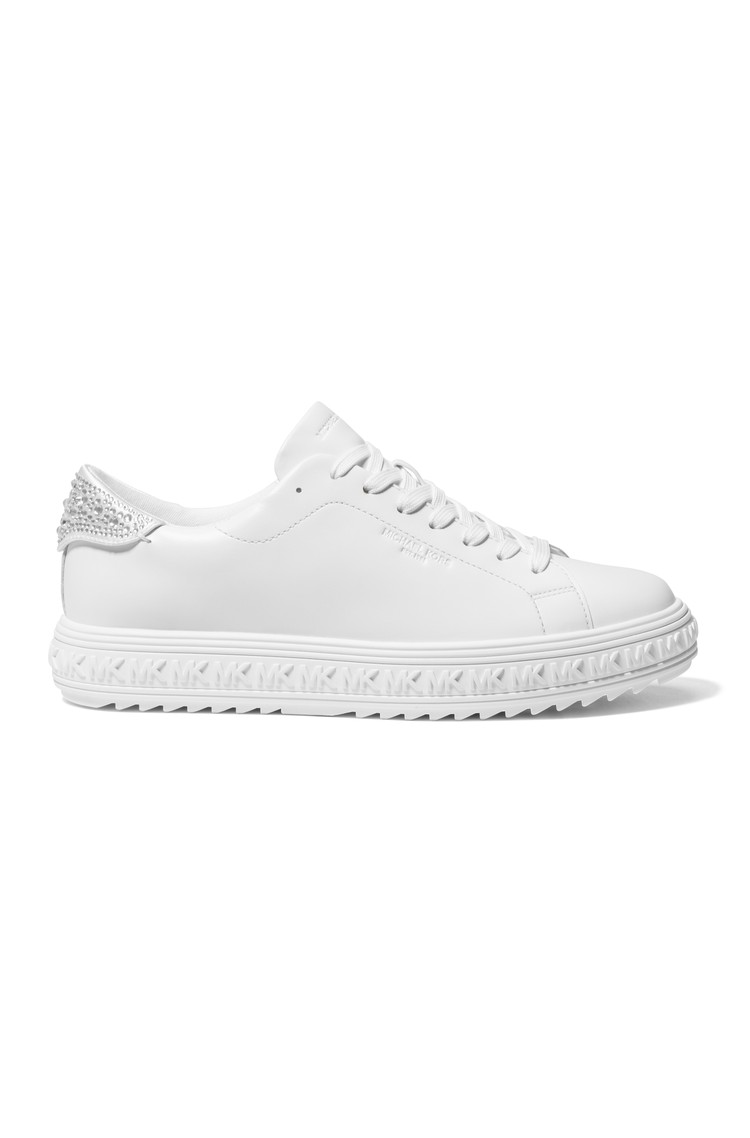 MICHAEL KORS Grove Embellished Leather Sneaker White 