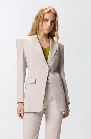 Raven suknjič z enorednim zapenjanjem iz bombažne mešanice