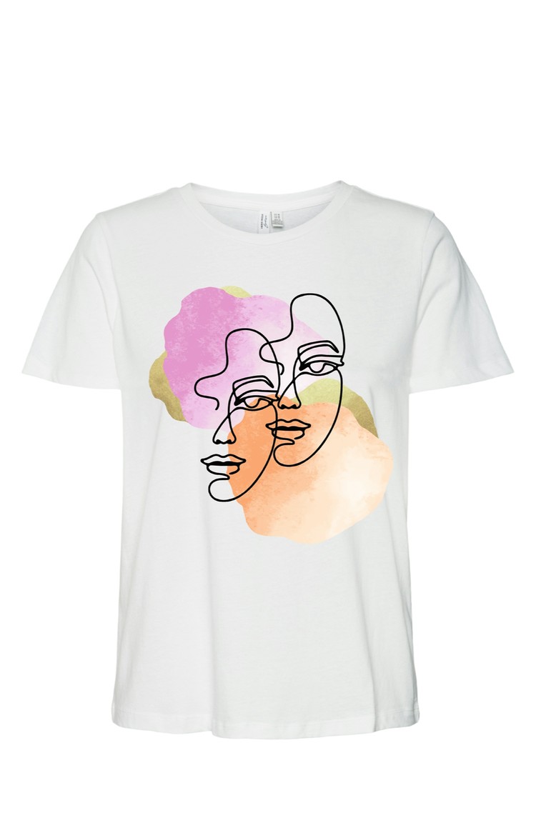 VERO MODA VMDIFACEY majica s kratkimi rokavi in potiskom Bela - Snow White 