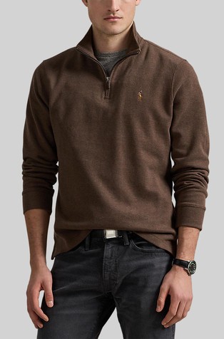 Pleten bombažen pulover z delno zadrgo