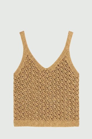 Luknjičasto pletena majica z naramnicami