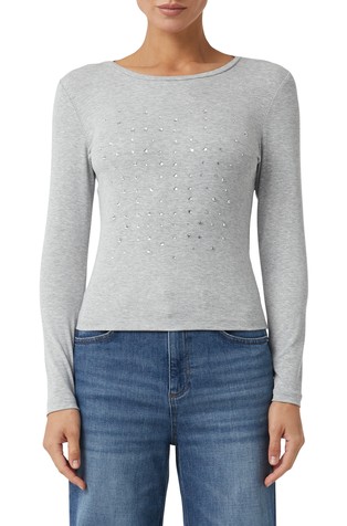 Majica z dolgimi rokavi in okrasnimi kamenčki