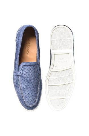 BALDININI Cerulean perforated suede slipper Cerulean Blue 3