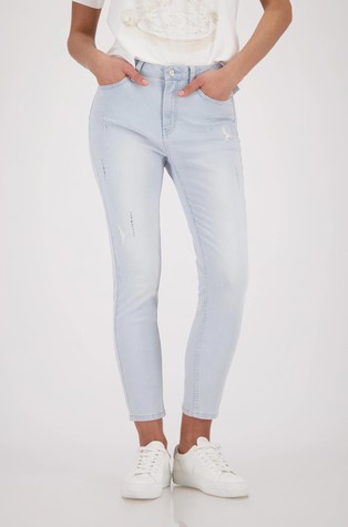 Cropped jeans hlače z okrasnimi kamenčki