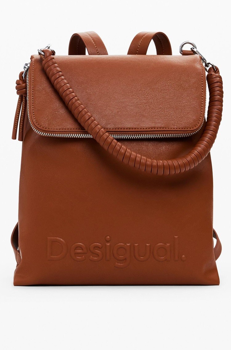 DESIGUAL Medium 3D logo backpack Brown 
