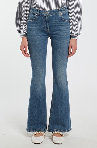 Stretch denim bootcut jeans