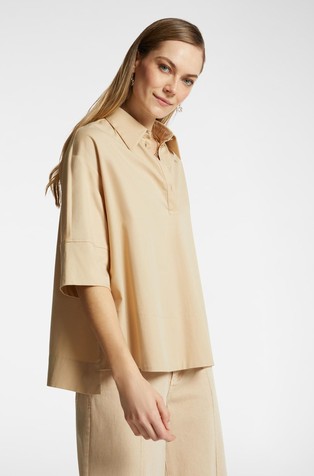 Loose fit cotton polo shirt