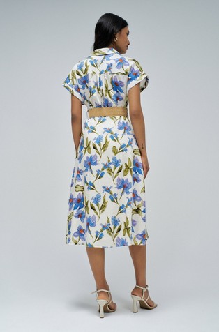 SALSA JEANS Shirt dress with floral pattern Beige / Blue 3