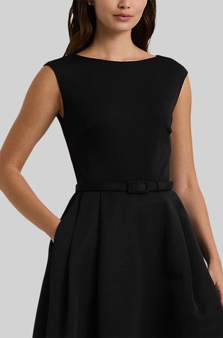 RALPH LAUREN Cocktail obleka iz jerseya s pasom Črna - Black 3