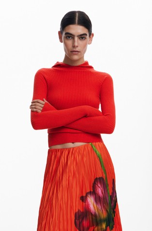 DESIGUAL Teksturirano krilo s cvetličnim vzorcem Oranžna - Orange 4
