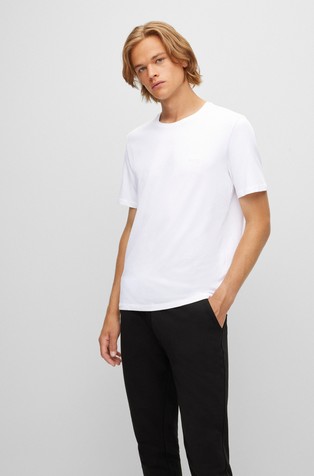 Embroidered-logo T-shirt in stretch cotton