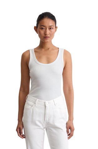 Slim fit rebrasta jersey majica brez rokavov