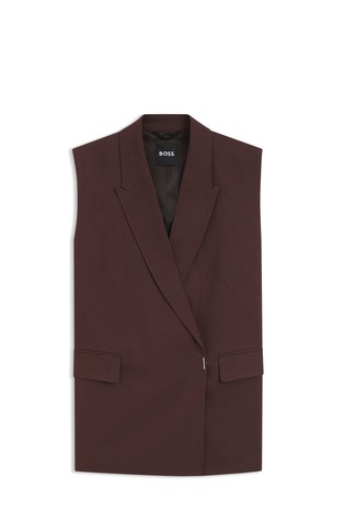 Sleeveless relaxed-fit blazer in a linen blend