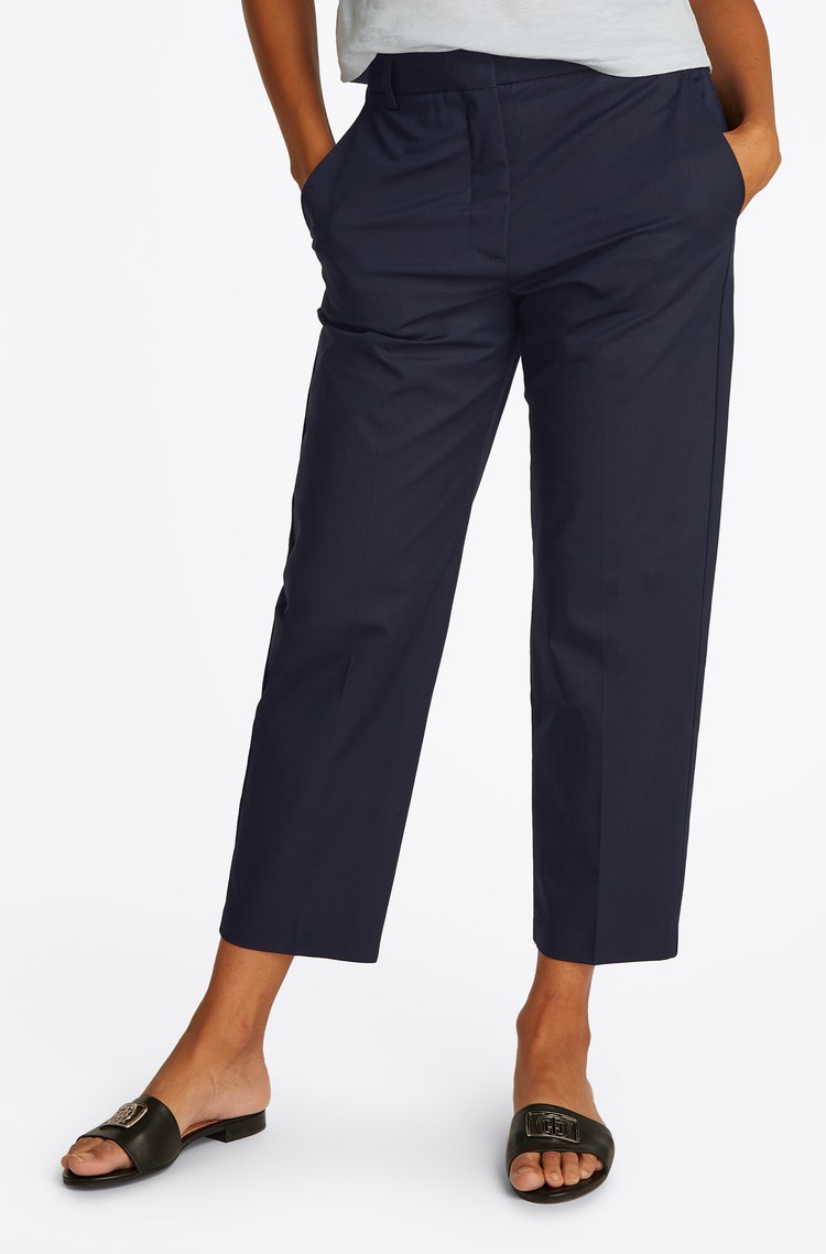 TOMMY HILFIGER Cropped chino hlače z ravnimi hlačnicami Modra - Blue 