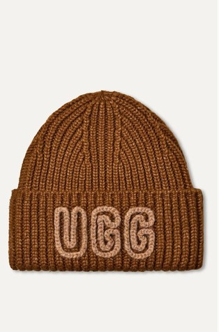 Chunky Rib Beanie with Logo Embroidery