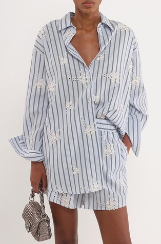 Selected By Chloé Lecareux oversized fit srajca iz poplina z vezeninami